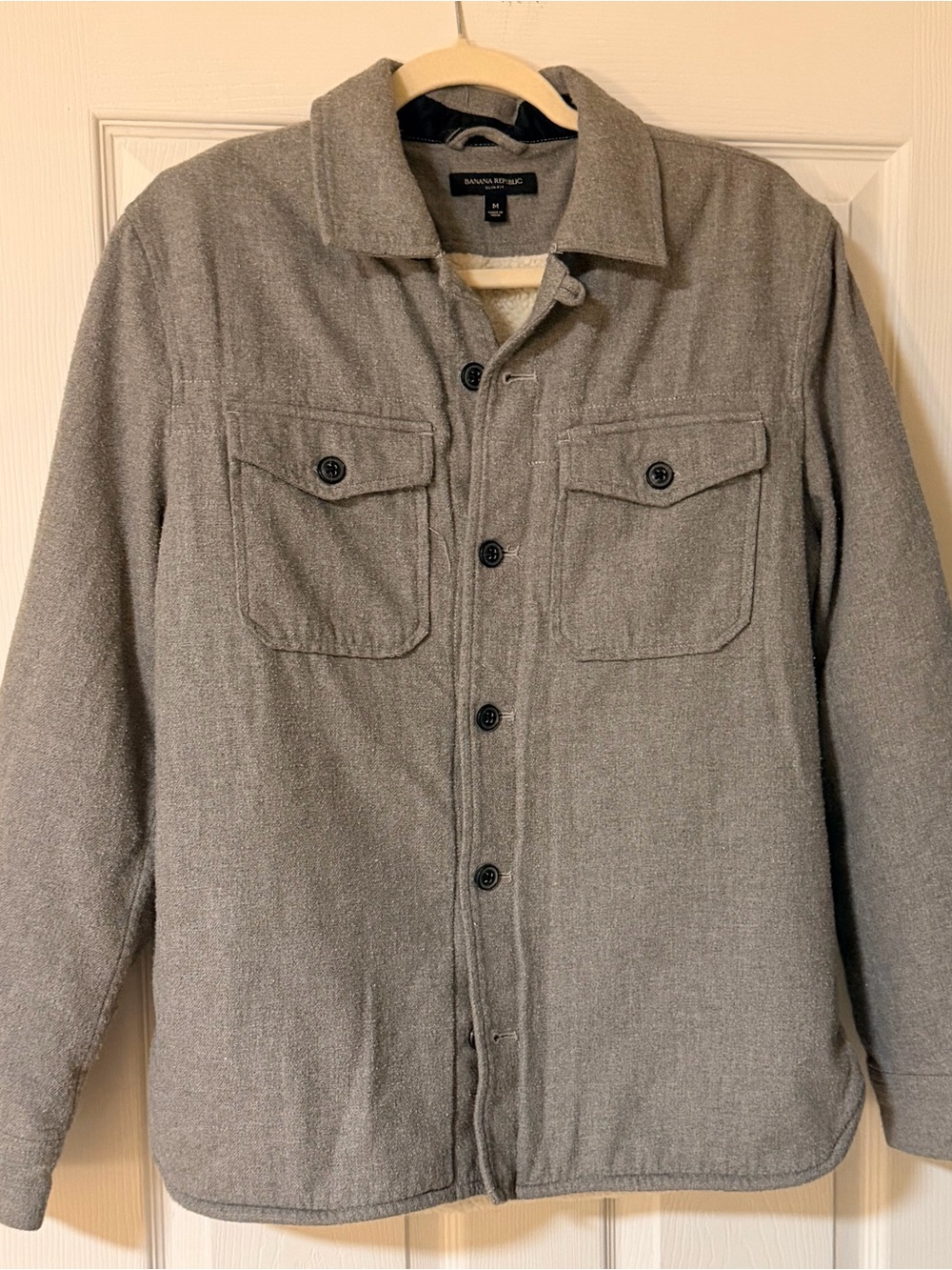 Banana Republic Men's Light Gray Button-Up Shirt Jacket
